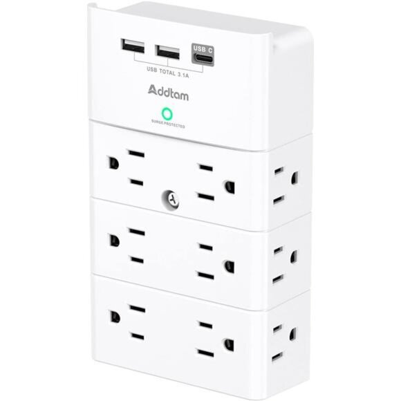 Multi Plug Outlet - Addtam Surge Protector Wall Mount with 12 Outlet Extender